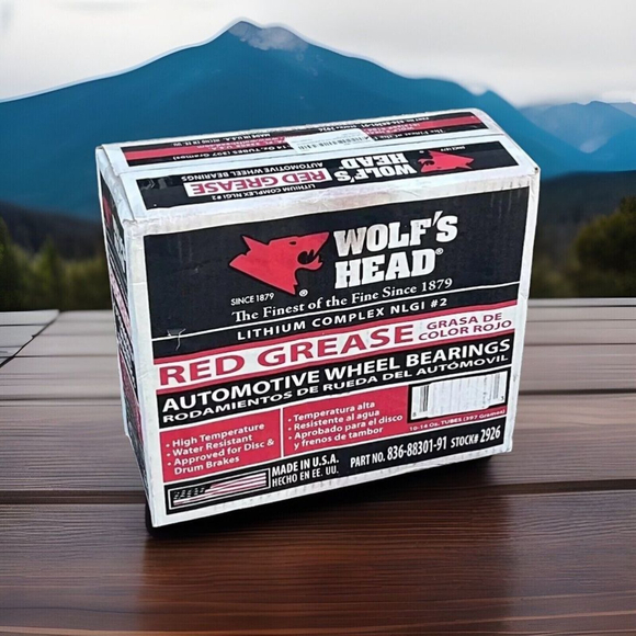 Wolf'S Head Red Grease NLGI #2 (836-88301-91) 14 Oz Tube, Pack of 10 - Picture 1 of 5